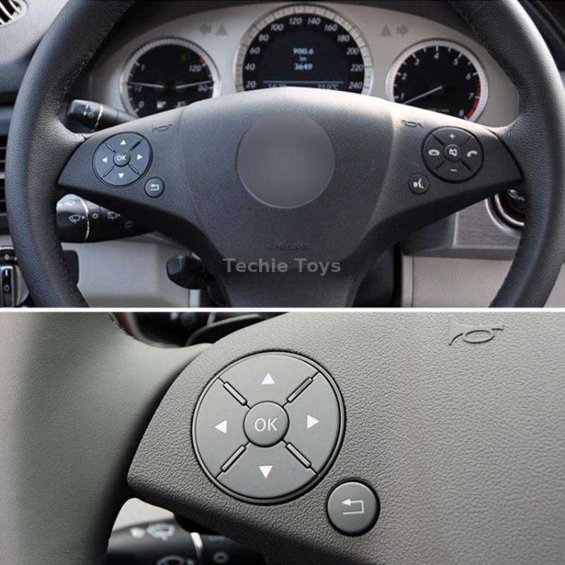 1 Pair Car Steering Wheel Switch Buttons Panel for Mercedes-Benz W204 2007-2014, Left Driving(Grey)