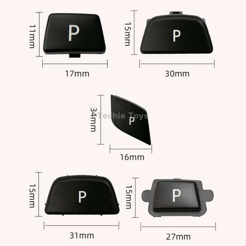 Car Gear Lever Auto Parking Button Letter P Cap for BMW 5 Series 2002-2010, Left Driving(Black)