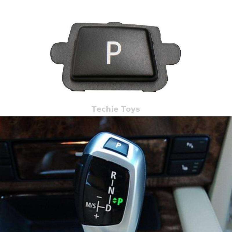 Car Gear Lever Auto Parking Button Letter P Cap for BMW X5 X6 2007-2013, Left Driving (Black)