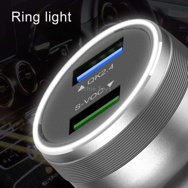 Dual USB 66W Car Flash Charger for OPPO / Huawei (Silver)