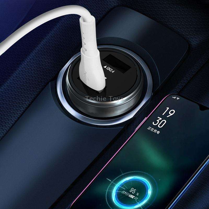 Dual USB 66W Car Flash Charger for OPPO / Huawei (Silver)