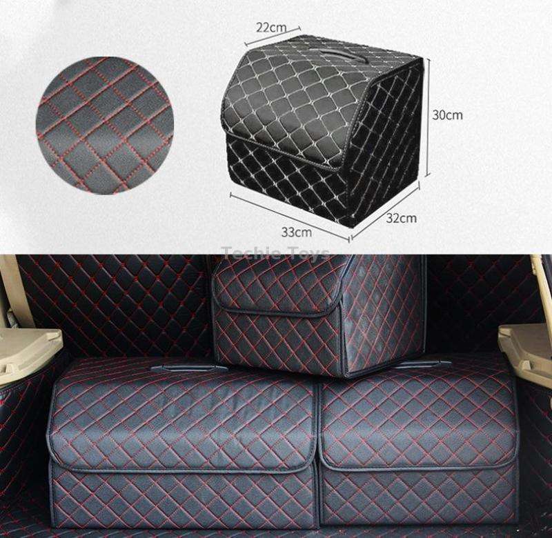 Car Trunk Foldable Storage Box, Checkered Small Size: 33 x 32 x 30cm(Black Red)