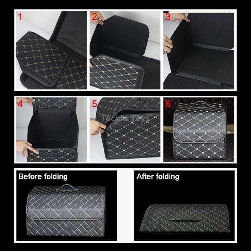 Car Trunk Foldable Storage Box, Checkered Small Size: 33 x 32 x 30cm(Black Red)