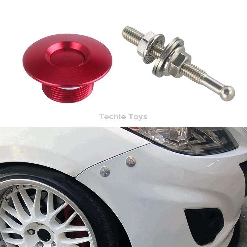 54mm Stainless Steel Quick-pins Push Button Billet Hood Pins Lock Clip Kit (Red)