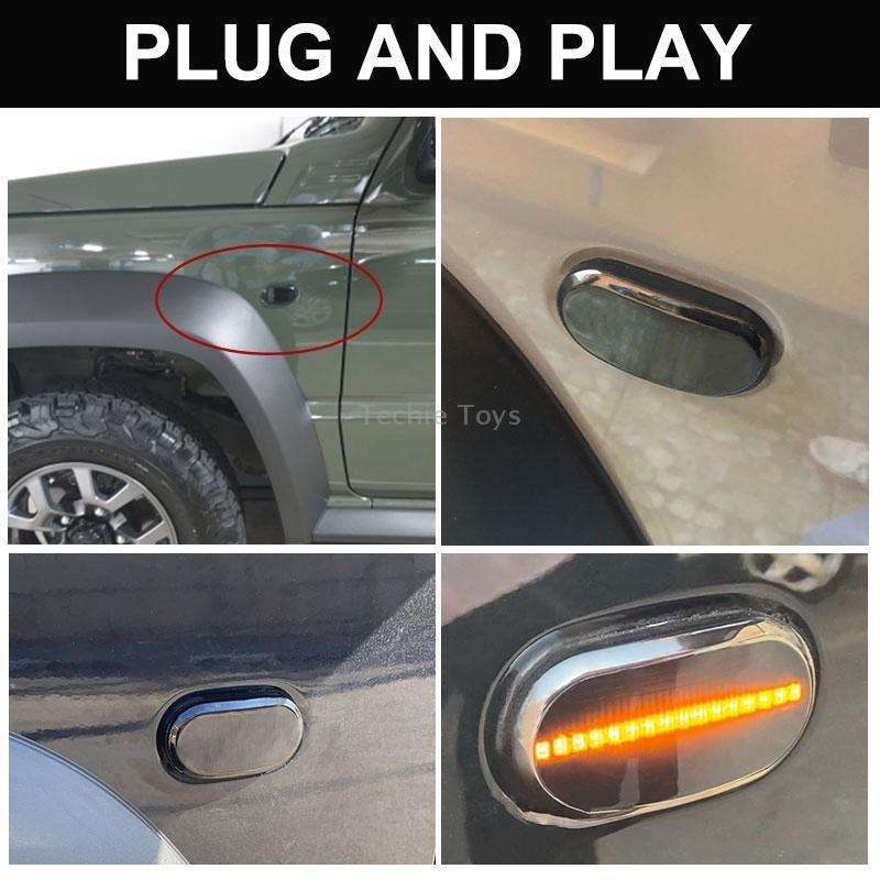 2pcs For Suzuki Jimny JB64W 2018/07- Car Dynamic LED Fender Side Light (Transparent Black)