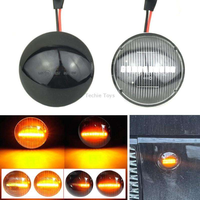 2pcs For Land Rover Range Rover L322 2002-2012 Car Dynamic LED Fender Side Light (Transparent Black)