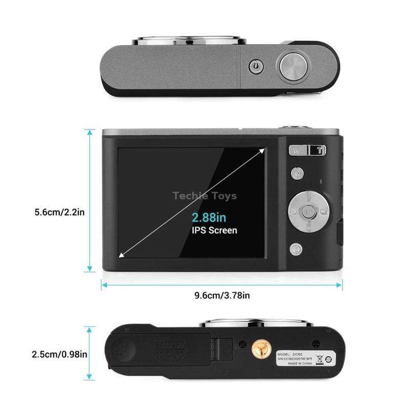 DC302 2.88 inch 44MP 16X Zoom 2.7K Full HD Digital Camera Children Card Camera, EU Plug (Black)