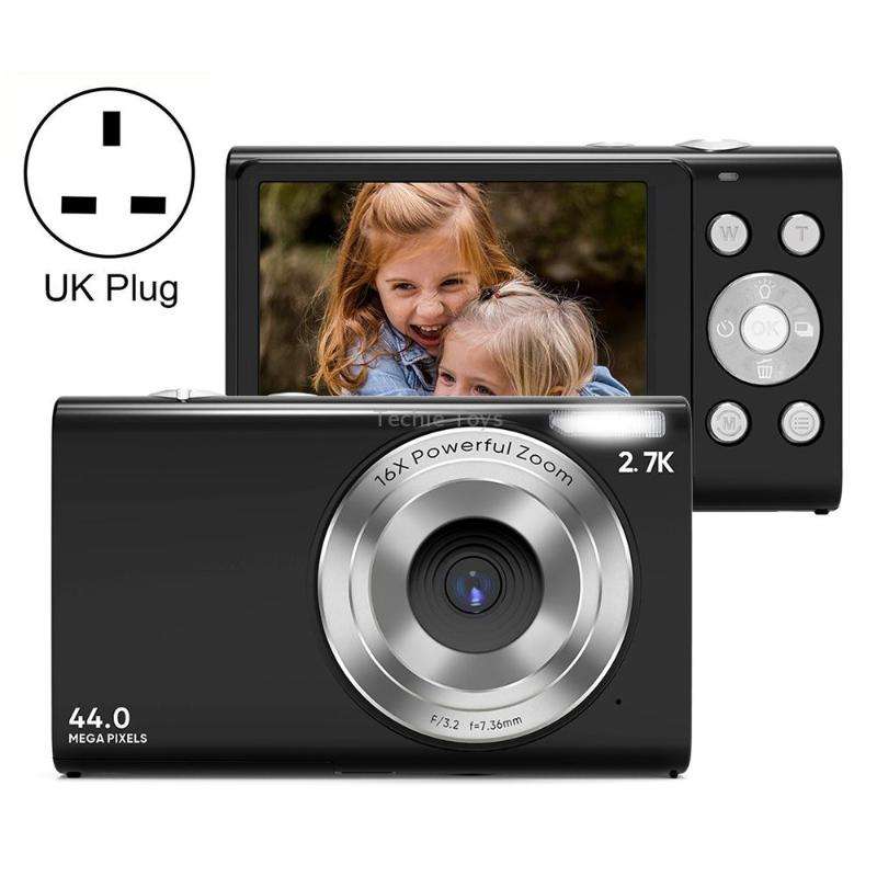 DC402 2.4 inch 44MP 16X Zoom 2.7K Full HD Digital Camera Children Card Camera, UK Plug (Pink)