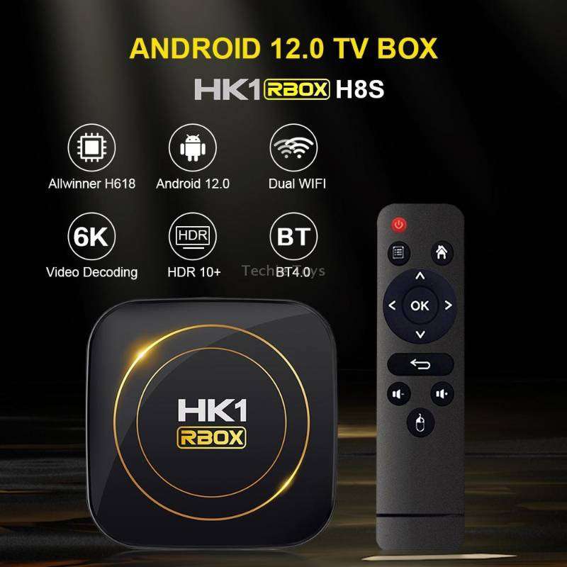 HK1 RBOX-H8S 4K Ultra HD Android 12.0 Smart TV Box with Remote Control, Allwinner H618 Quad-Core, 4G