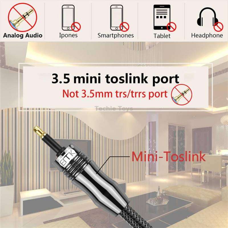 EMK OD6.0mm 3.5mm Digital Sound Toslink to Mini Toslink Digital Optical Audio Cable, Length:1m