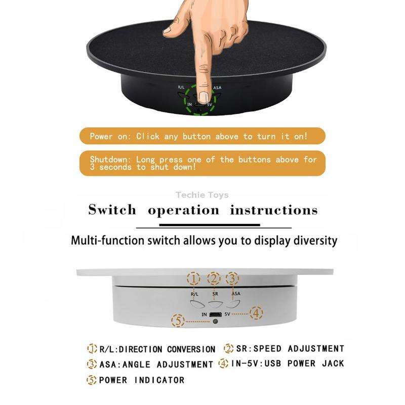 20cm USB Electric Rotating Turntable Display Stand Video Shooting Props Turntable for Photography, L
