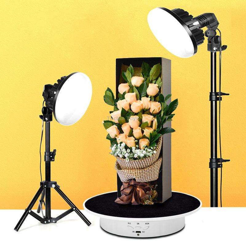 20cm USB Electric Rotating Turntable Display Stand Video Shooting Props Turntable for Photography, L