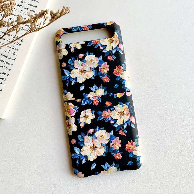 For Samsung Galaxy Z Flip 5G / 4G Floral Pattern Folding PC Protective Case(Blue)