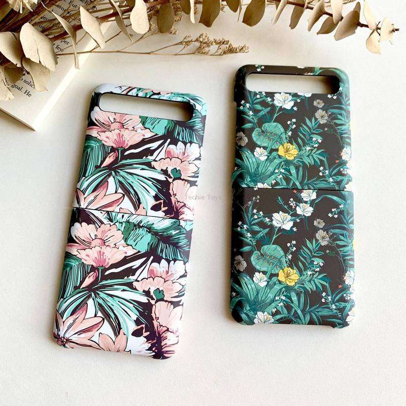 For Samsung Galaxy Z Flip 5G / 4G Floral Pattern Folding PC Protective Case(Blue)