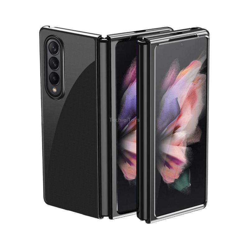 For Samsung Galaxy Z Fold3 5G Electroplated Transparent Folding Case(Black)