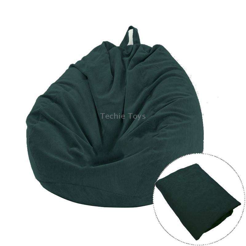 Corduroy Lazy Bean Bag Chair Sofa Cover, Size:85x110cm(Dark Green)