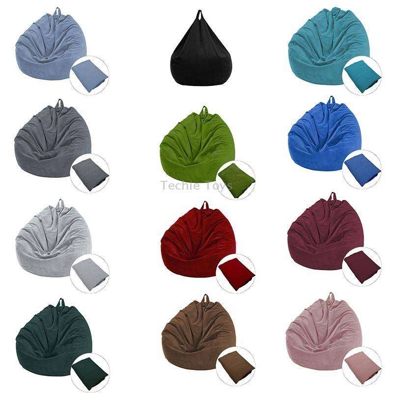 Corduroy Lazy Bean Bag Chair Sofa Cover, Size:85x110cm(Dark Green)