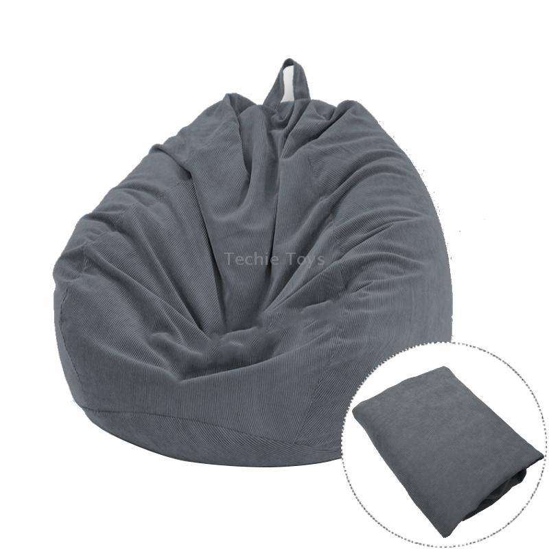 Corduroy Lazy Bean Bag Chair Sofa Cover, Size:100x120cm(Dark Grey)