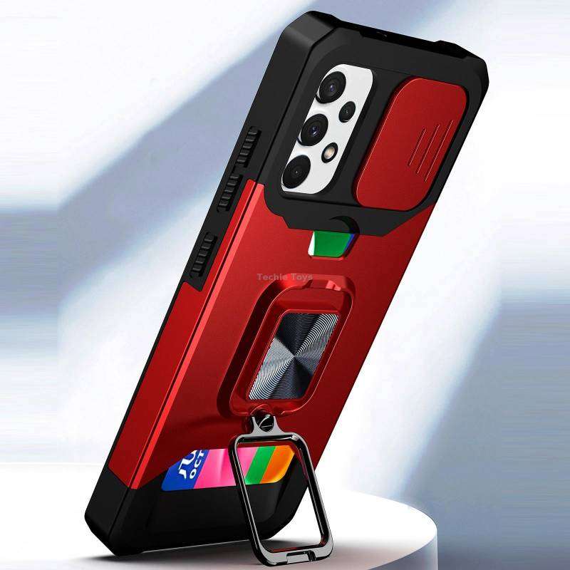 For Samsung Galaxy A32 4G Sliding Camera Cover Design PC + TPU Shockproof Case with Ring Holder & Ca