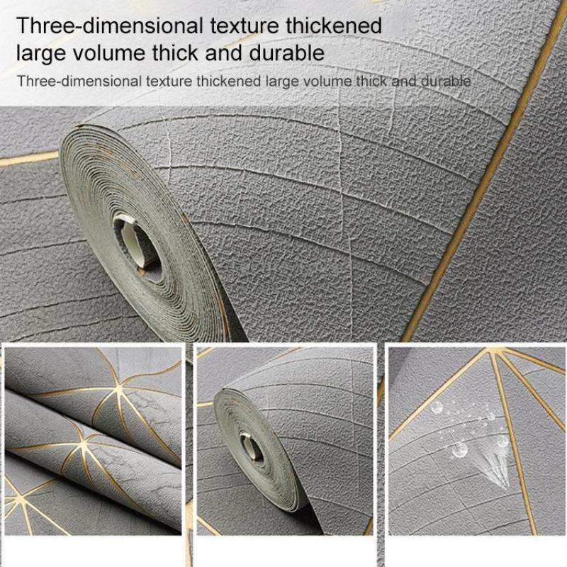 Home Geometric Wallpaper Deerskin Velvet Non-self-adhesive Thickened Wallpaper, Size:53x1000cm(Dark