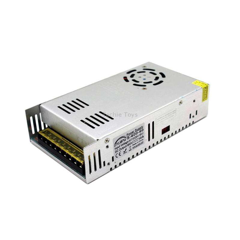 S-600-60 DC60V 10A 600W Light Bar Regulated Switching Power Supply LED Transformer, Size: 215 x 115