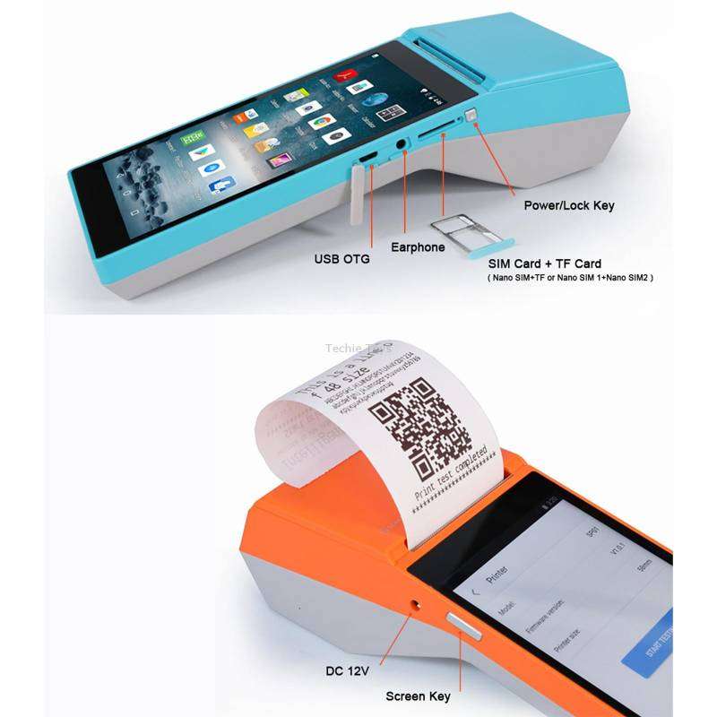 SGT-SP01 5.5 inch HD Screen Handheld POS Receipt Printer, Suit Version, EU Plug(Orange)