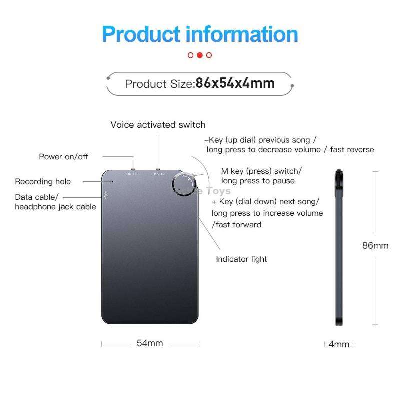 K2 Portable Ultra-thin Card Voice Recorder, Capacity:4GB(Black)