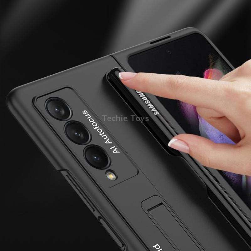 For Samsung Galaxy Z Fold3 5G GKK Ultra-thin PC Phone Flip Case with Holder & Pen Slot(Grey)