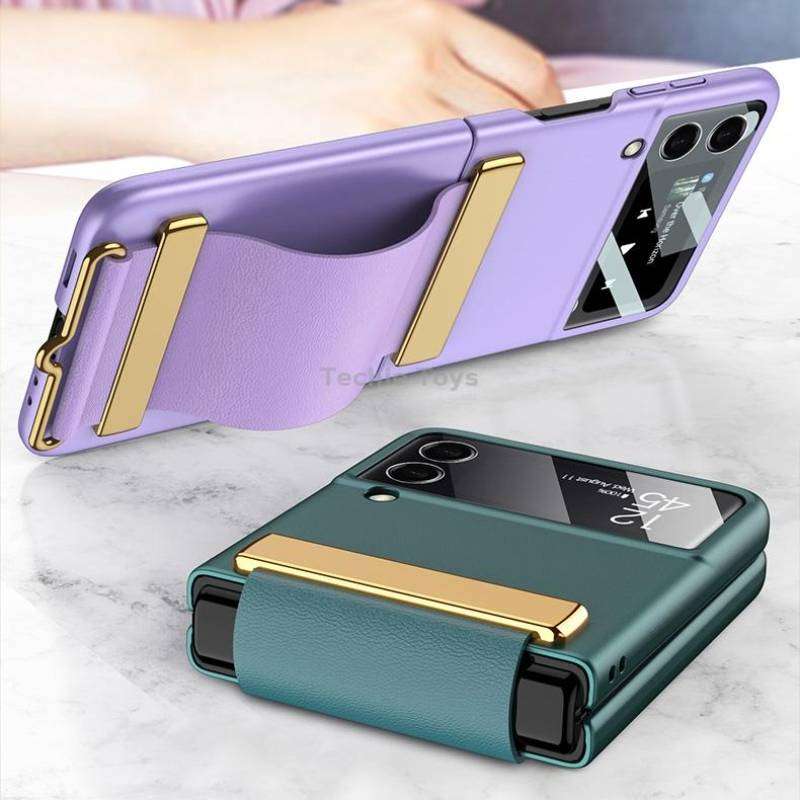 For Samsung Galaxy Z Flip3 5G GKK Ultra-thin Full Coverage Phone Case with Wristband(Black)