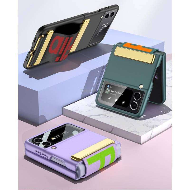 For Samsung Galaxy Z Flip3 5G GKK Ultra-thin Full Coverage Phone Flip Case with Wristband(Green)