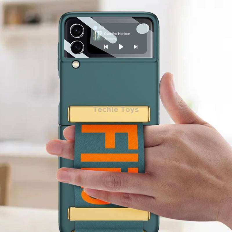 For Samsung Galaxy Z Flip3 5G GKK Ultra-thin Full Coverage Phone Flip Case with Wristband(Green)