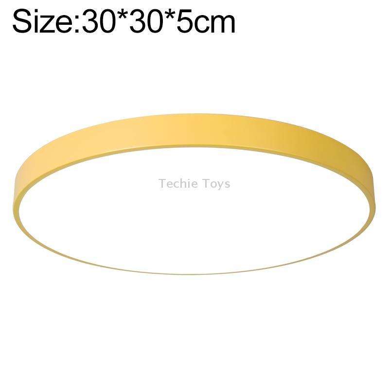 Macaron LED Round Ceiling Lamp, 3-Colors Light, Size:30cm(Yellow)