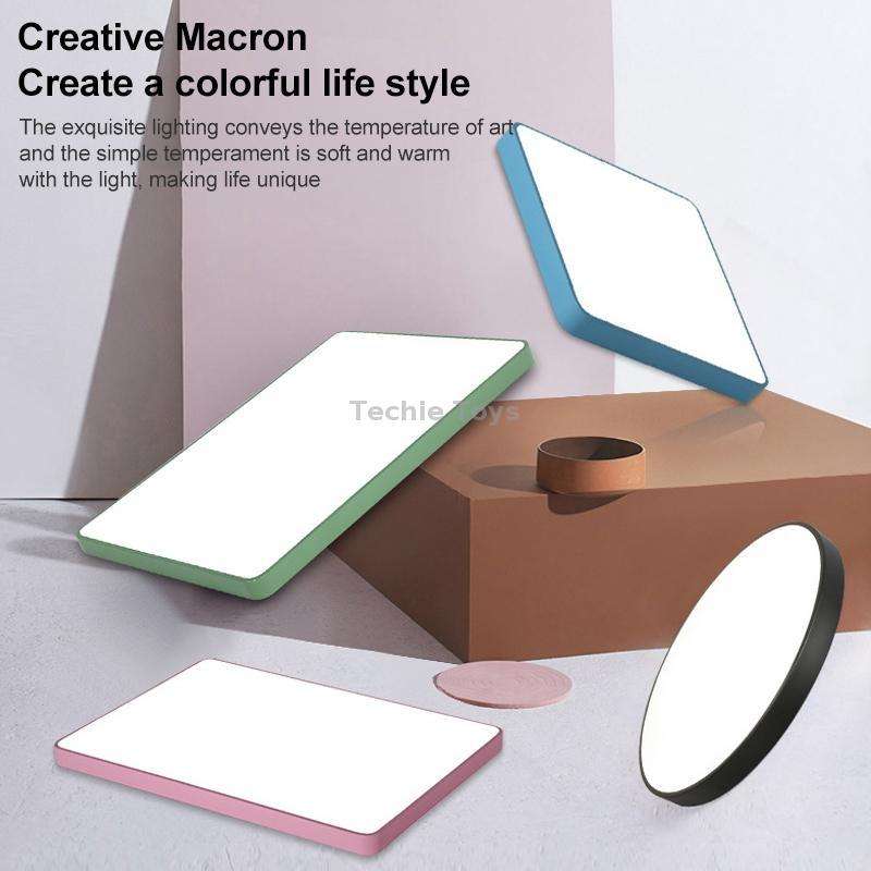 Macaron LED Square Ceiling Lamp, White Light, Size:30cm(Black)