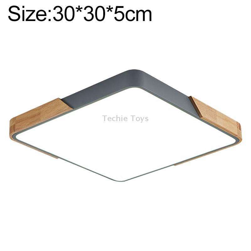 Wood Macaron LED Square Ceiling Lamp, White Light, Size:30cm(Grey)