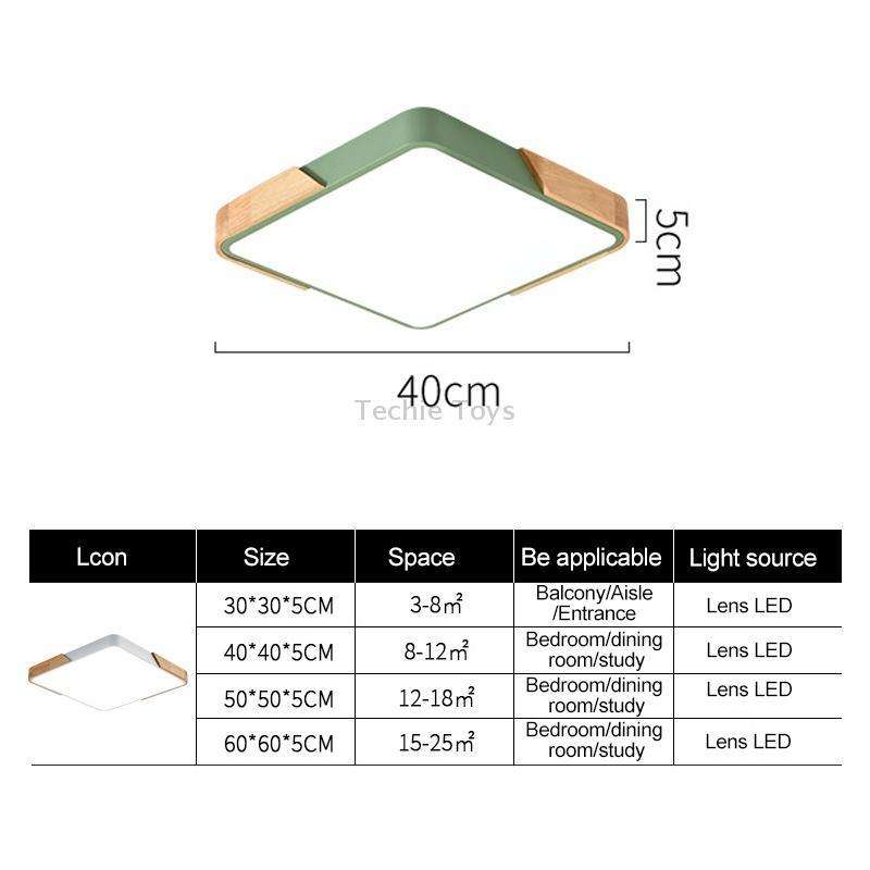 Wood Macaron LED Square Ceiling Lamp, White Light, Size:30cm(Grey)