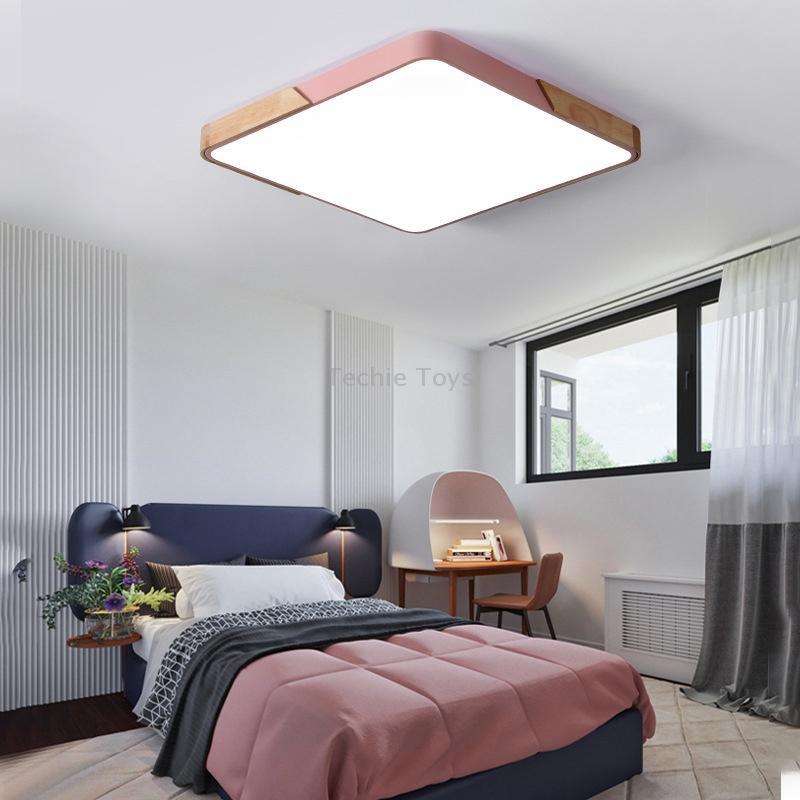 Wood Macaron LED Square Ceiling Lamp, White Light, Size:30cm(Grey)