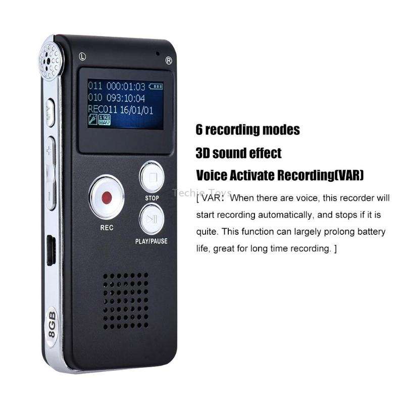 SK-012 16GB USB Dictaphone Digital Audio Voice Recorder with WAV MP3 Player VAR Function(Black)