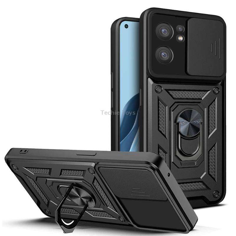 For OPPO Reno7 5G Global / Find X5 Lite Sliding Camera Cover Design TPU+PC Phone Case(Black)
