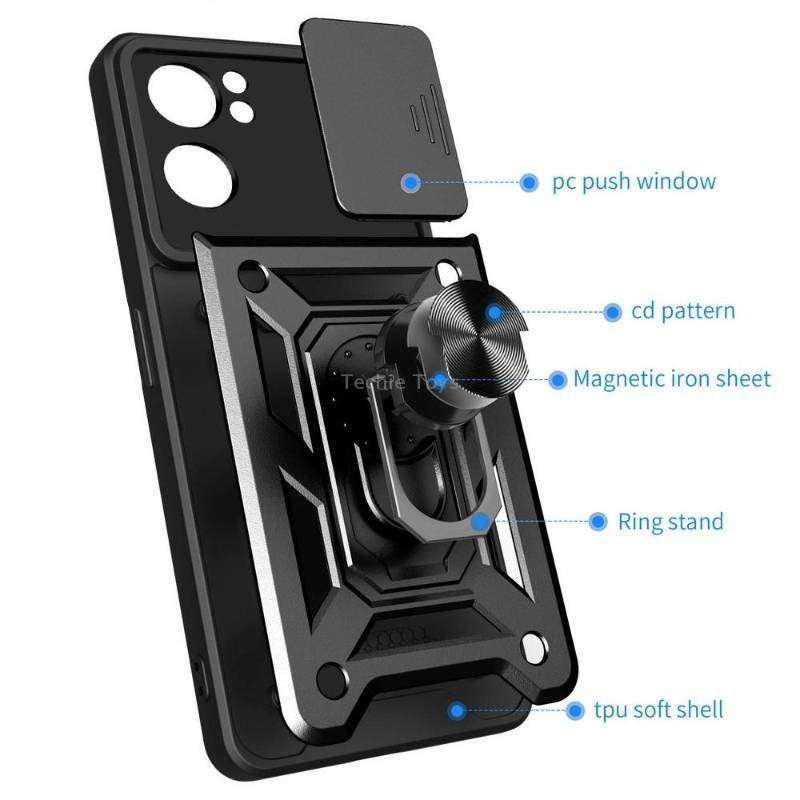 For OPPO Reno7 5G Global / Find X5 Lite Sliding Camera Cover Design TPU+PC Phone Case(Black)