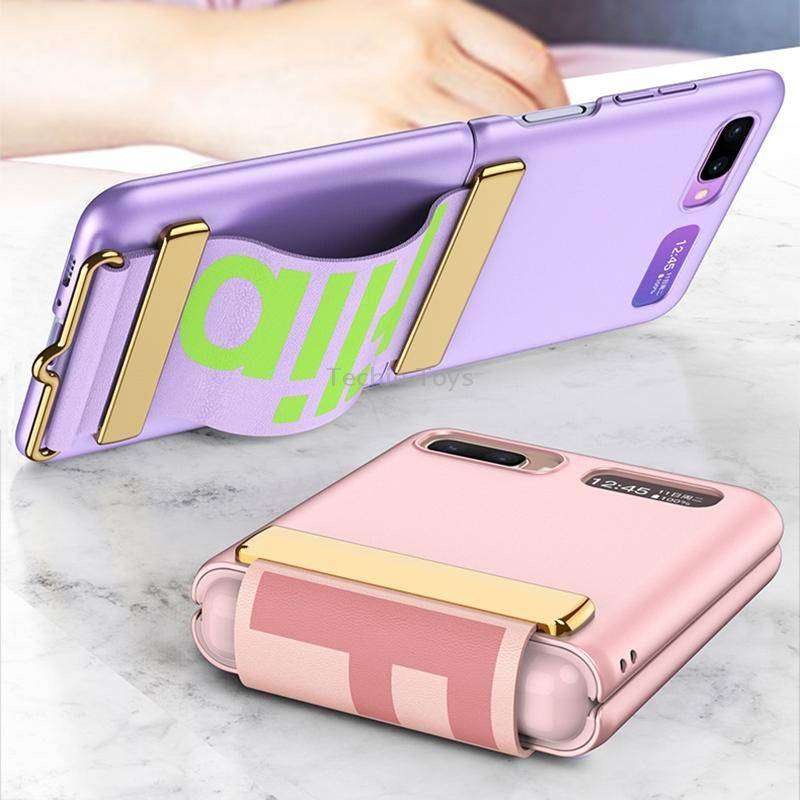 For Samsung Galaxy Z Flip GKK Ultra-thin Full Coverage Phone Flip Case with Wristband(Sweet Pink)