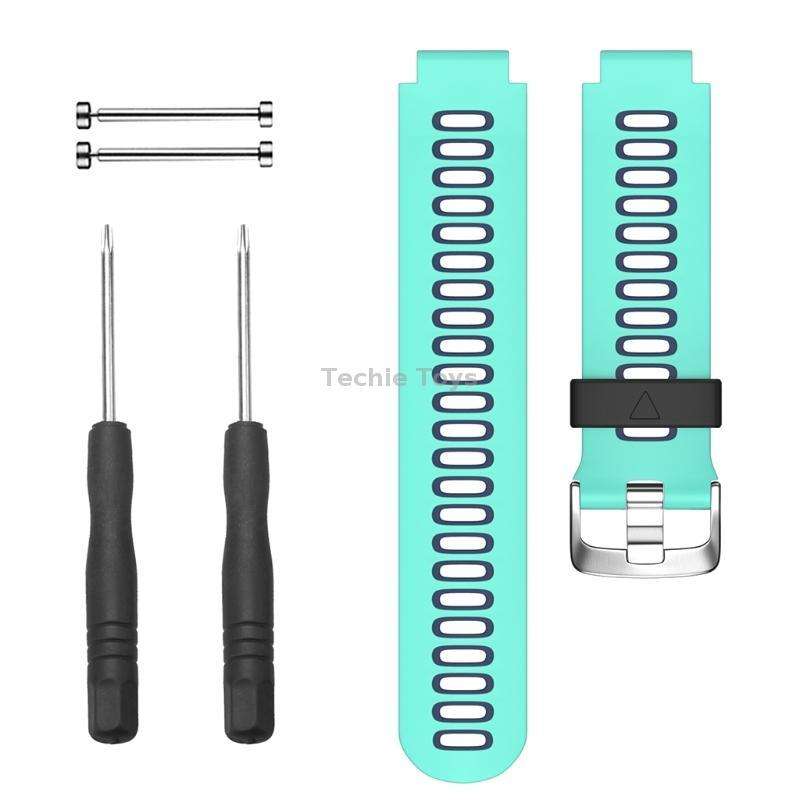 For Garmin Forerunner 735 XT Two-tone Silicone Watch Band(Duck + Blue)