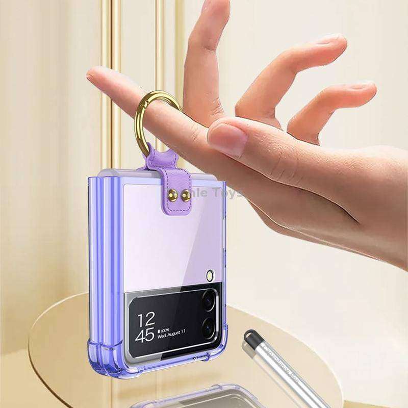 For Samsung Galaxy Z Flip3 5G GKK Shockproof Airbag Phone Case with Ring Holder & Stylus Pen(Transpa