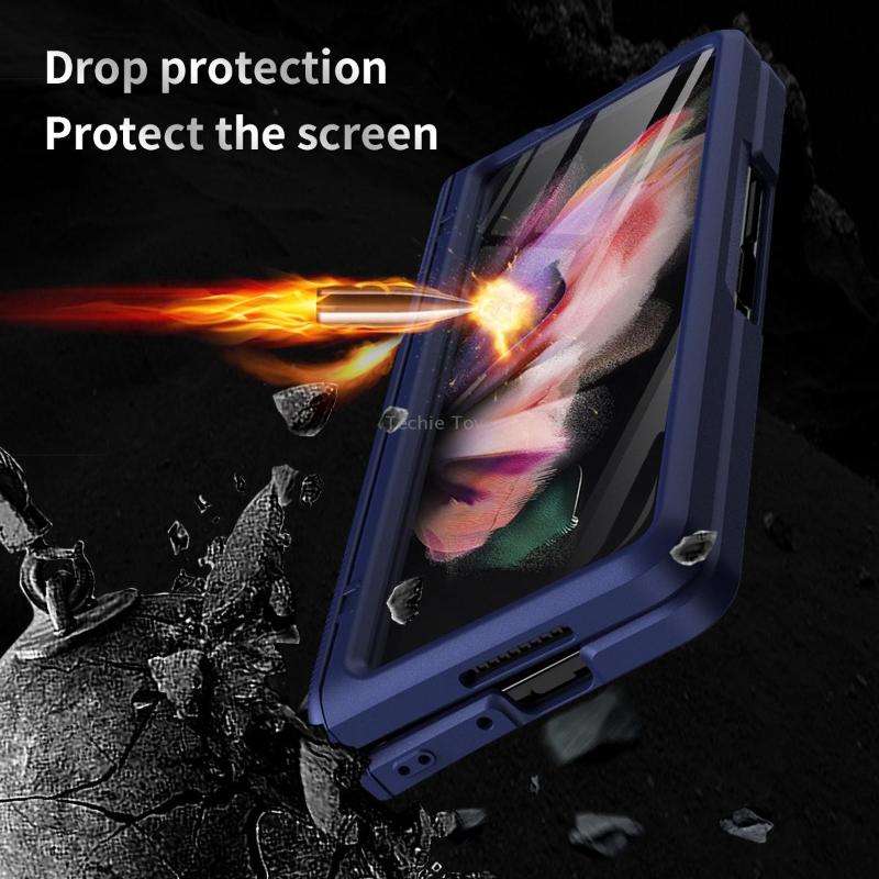For Samsung Galaxy Z Fold3 5G 360 Full Body Armor Hinge Flip Phone Case(Black)