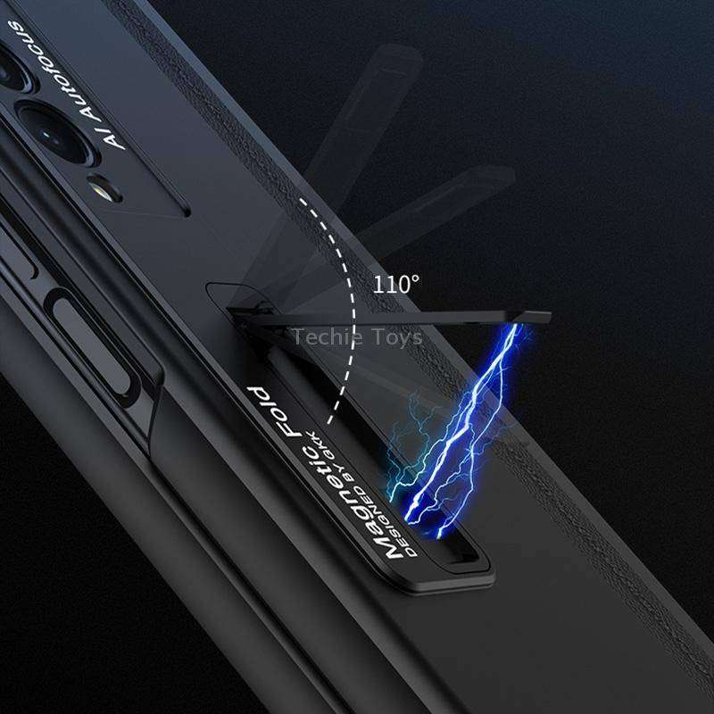 For Samsung Galaxy Z Fold3 5G GKK Integrated Magnetic Full Coverage Phone Flip Case with Pen Box(Sil