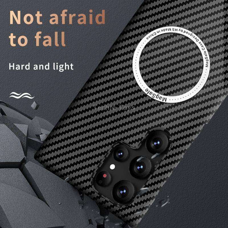 For Samsung Galaxy S21 Plus 5G Carbon Fiber Texture MagSafe Magnetic Phone Case(Black)
