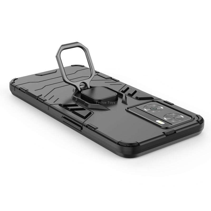 For OPPO A57 4G Foreign Version Shockproof PC + TPU Holder Phone Case(Navy Blue)