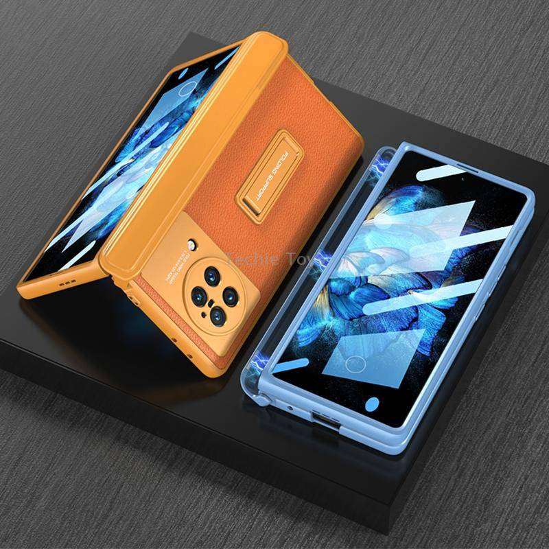 For vivo X Fold GKK Magnetic Hinge Flip Leather Phone Case with Holder(Black)