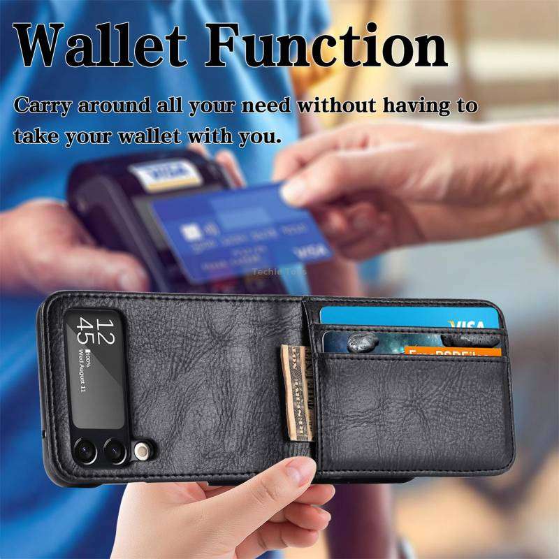 For Samsung Galaxy Z Flip4 5G Vertical Flip Card Slot Leather Phone Case(Black)