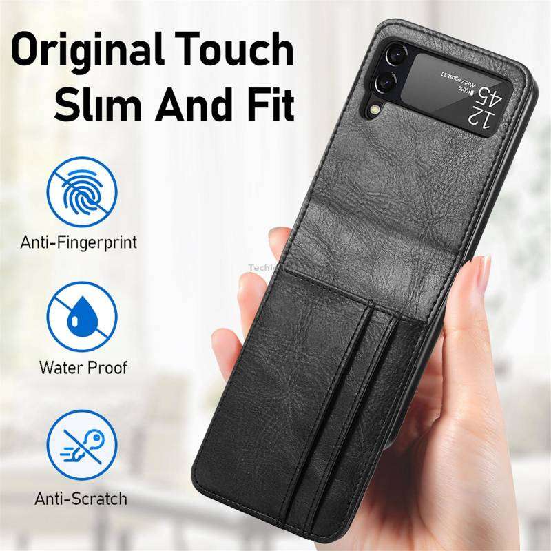 For Samsung Galaxy Z Flip4 5G Vertical Flip Card Slot Leather Phone Case(Black)