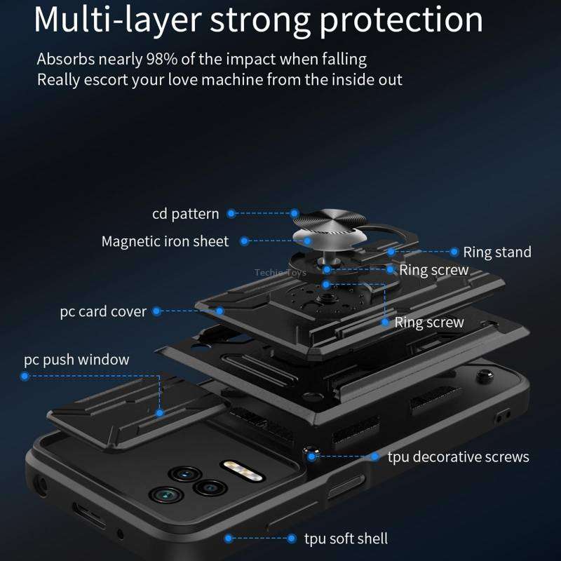 For Xiaomi Poco F4/Redmi K40S Sliding Camshield Card Phone Case(Black)